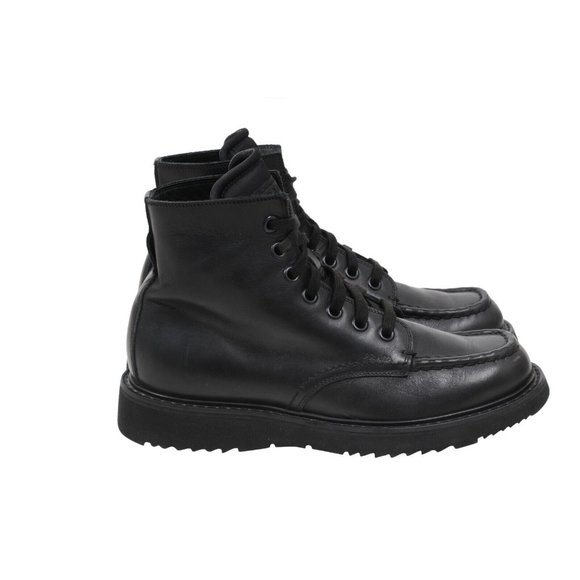 Prada Mens Combat Half Boots US8.5 UK7.5 Black Leather Square Toe Lace Up - Picture 8 of 11